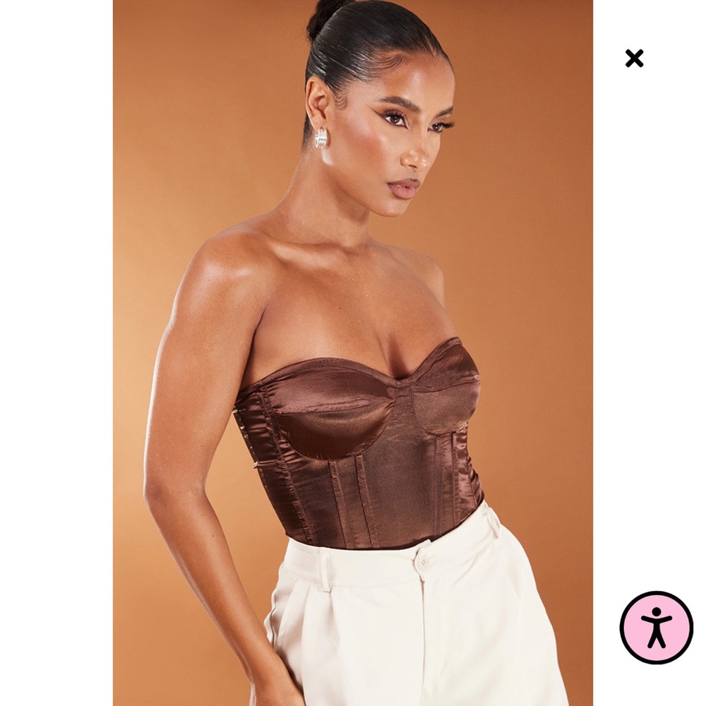 ✨Pretty Little Thing Chocolate Satin Corset